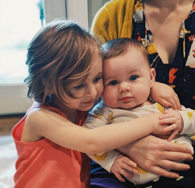 Jan 16 2015 girl with baby sister also born at home with Highland Midwife