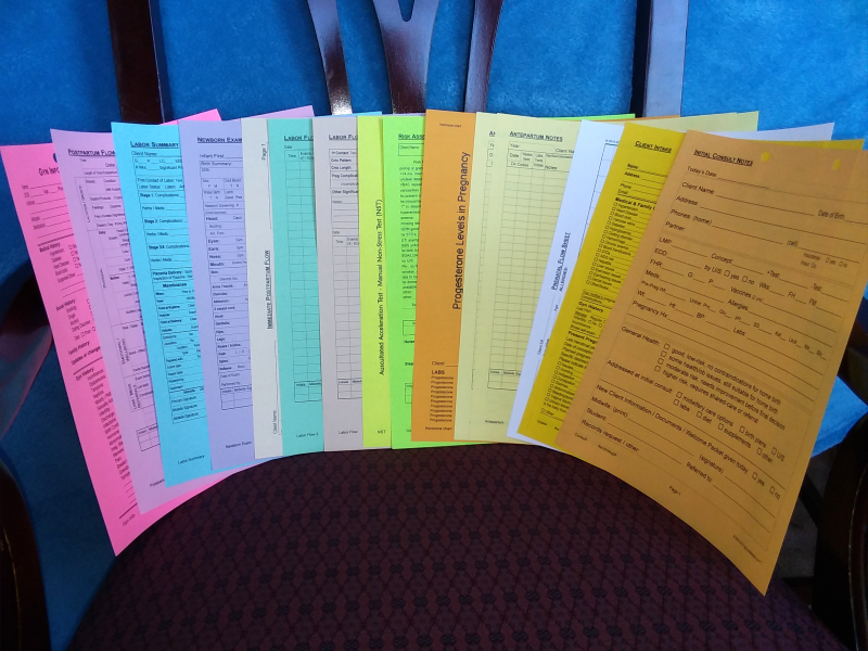 Midwife chart forms printed set